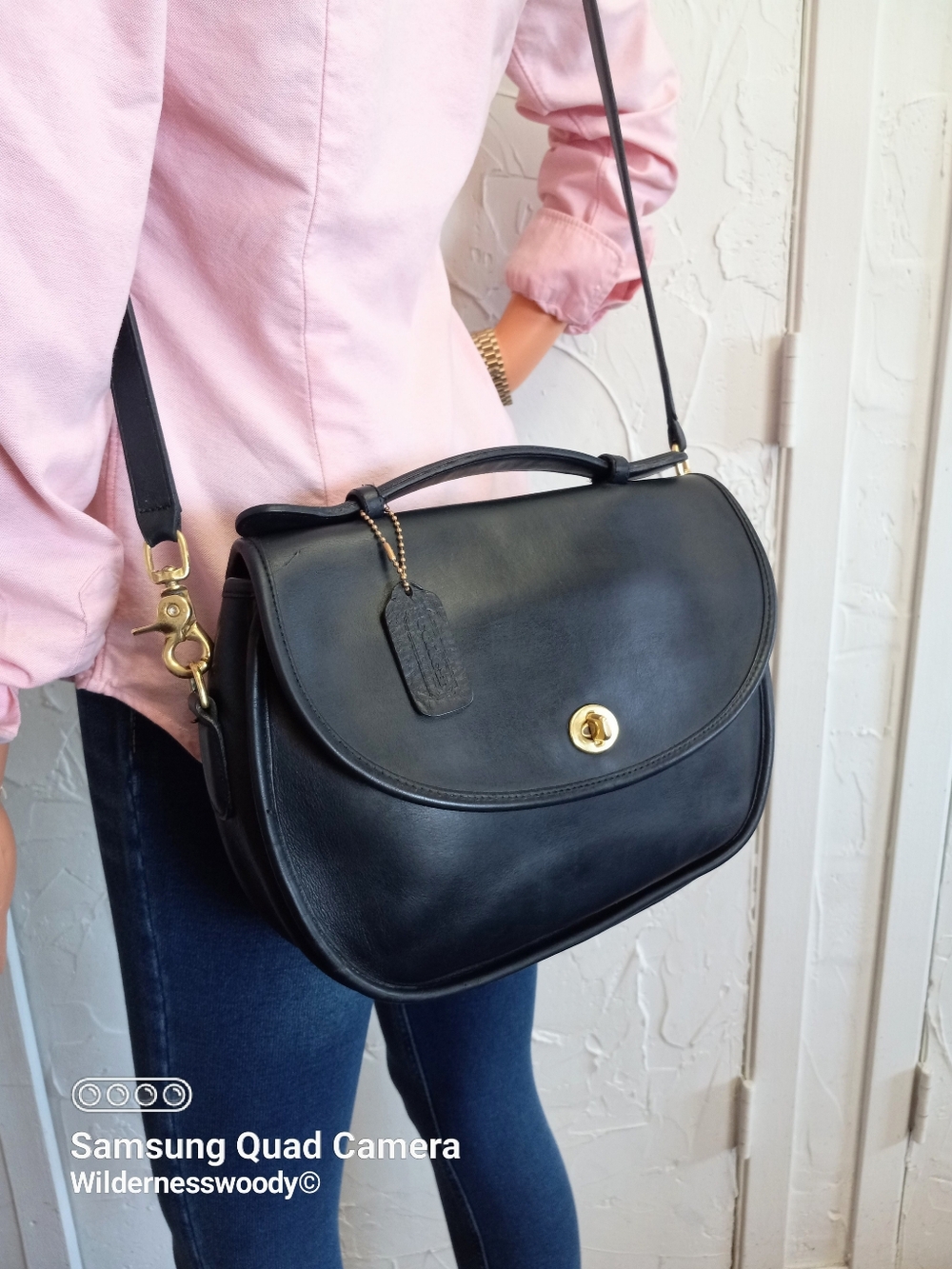 Coach Large Plaza bag/"The Bistro Bag" Navy Blue, Late 1980's-early 1990's